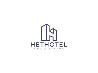 Letter H Line Buildings City Logo Concept. Initial H Abstact Logo Identity for Branding, Business, Real Estate, Kingdom, Fasion and Luxury Brand