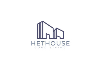 Fototapeta premium Simple Perspective Line Building Logo Concept. Home Abstact Logo Identity for Branding, Business, Real Estate