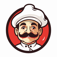 Vector logo of an Italian style logo with moustache