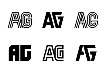 Set of letter AG logos. Abstract logos collection with letters. Geometrical abstract logos
