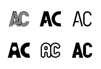 Set of letter AC logos. Abstract logos collection with letters. Geometrical abstract logos