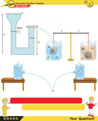 Physics, pressure and lifting force, archimedes principle, pressure of liquids and gases, Pascal's law, pressure of solids, Next generation problems, two boys speech bubble, template, experiment