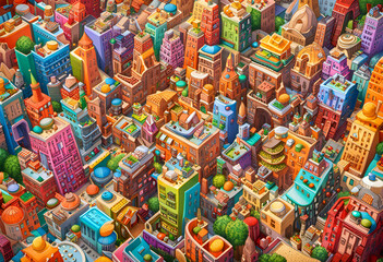 Fototapeta na wymiar Colorful city made of candy