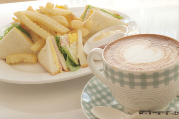 Latte and Sandwiches