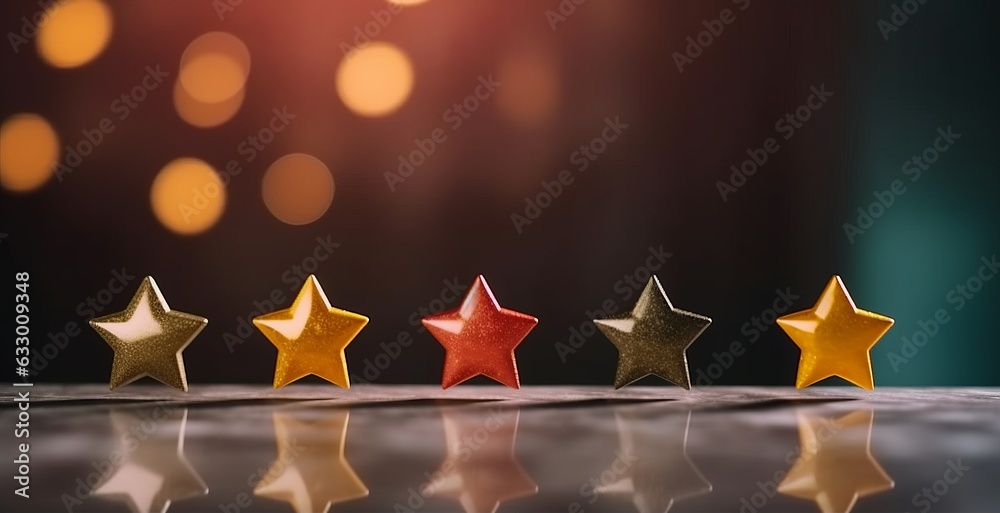 Wall mural 5 five colorful stars for product rating reviews for websites and mobile applications