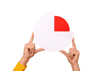 circle graph in hands isolated on transparent background