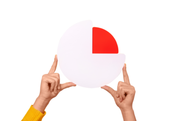 circle graph in hands isolated on transparent background