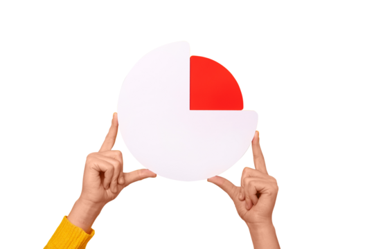 circle graph in hands isolated on transparent background - Powered by Adobe