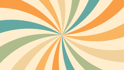 Abstract background of sunburst groovy Wavy spiral line design in 1970s Hippie Retro style. Vector pattern ready to use for cloth, textile, wrap and other.