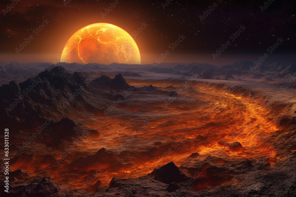 Poster an artistic depiction of venus' volcanic activity in its distant past, challenging preconceptions ab