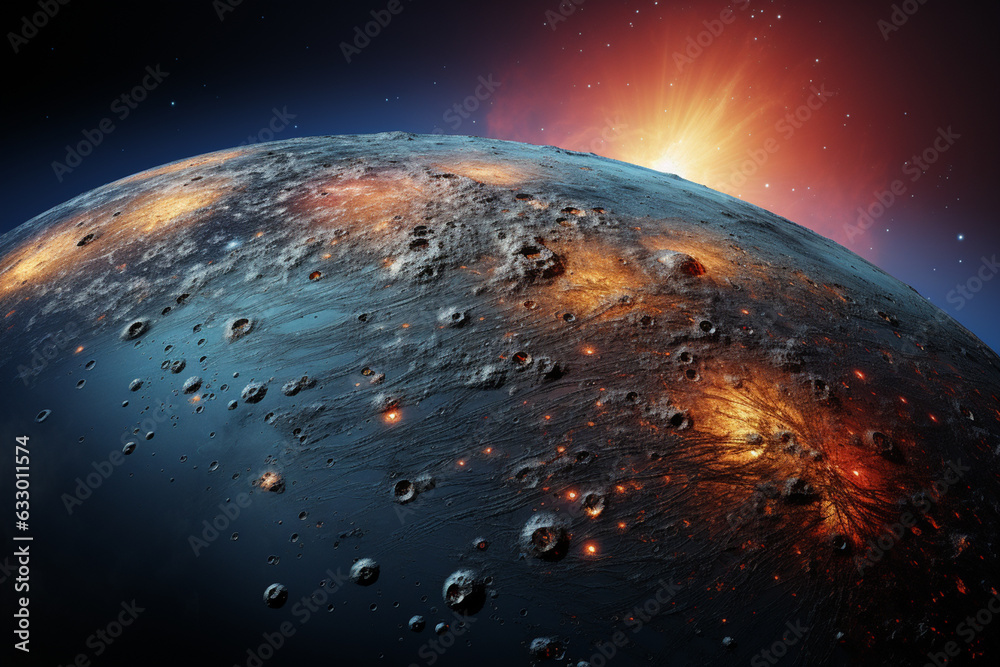Aufkleber An image showing Mercury at its greatest elongation, when it is farthest from the Sun in the sky and most visible after sunset or before sunrise. Generative AI technology.