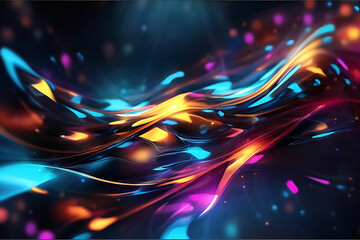 Fototapeta premium Abstract futuristic dark blue wave line background with glowing light effect.