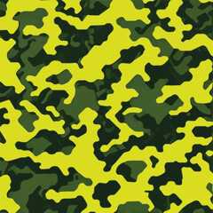 Camouflage seamless pattern. Trendy style camo, repeat print. Vector illustration. Khaki texture, perfect for military army design.