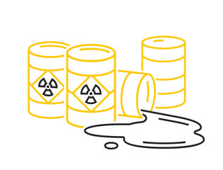 Radioactive water linear sign, pictogram, symbol. Save the ocean concept