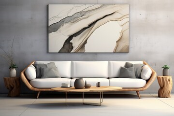 Professional Shot of an Interior Design of a Living Room with a Big Sofa and some Pictures.