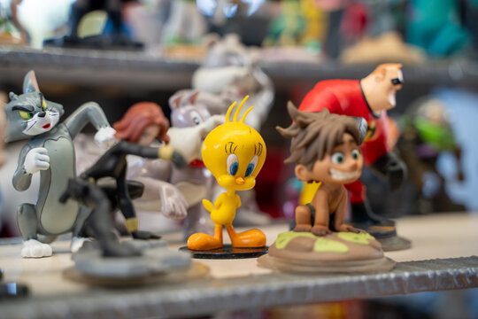 Tweety Bird character toy at the flea market. Ankara, Turkey - August 6, 2023.