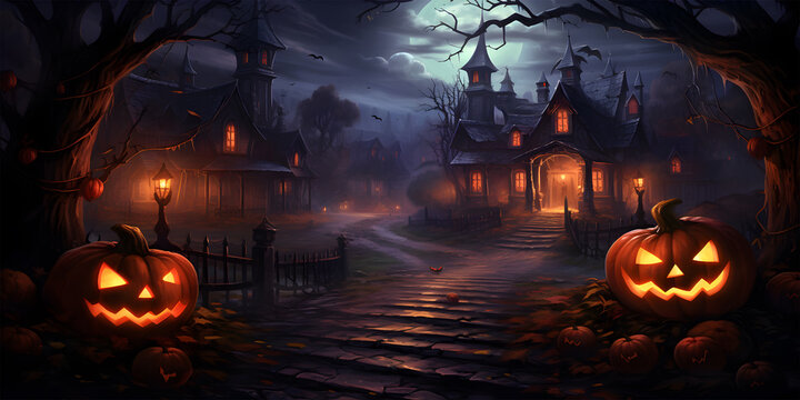 Spooky Halloween background (generative AI)