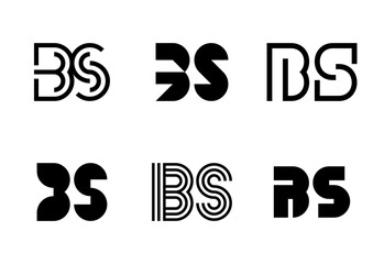 Set of letter BS logos. Abstract logos collection with letters. Geometrical abstract logos
