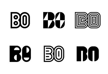 Set of letter BO logos. Abstract logos collection with letters. Geometrical abstract logos
