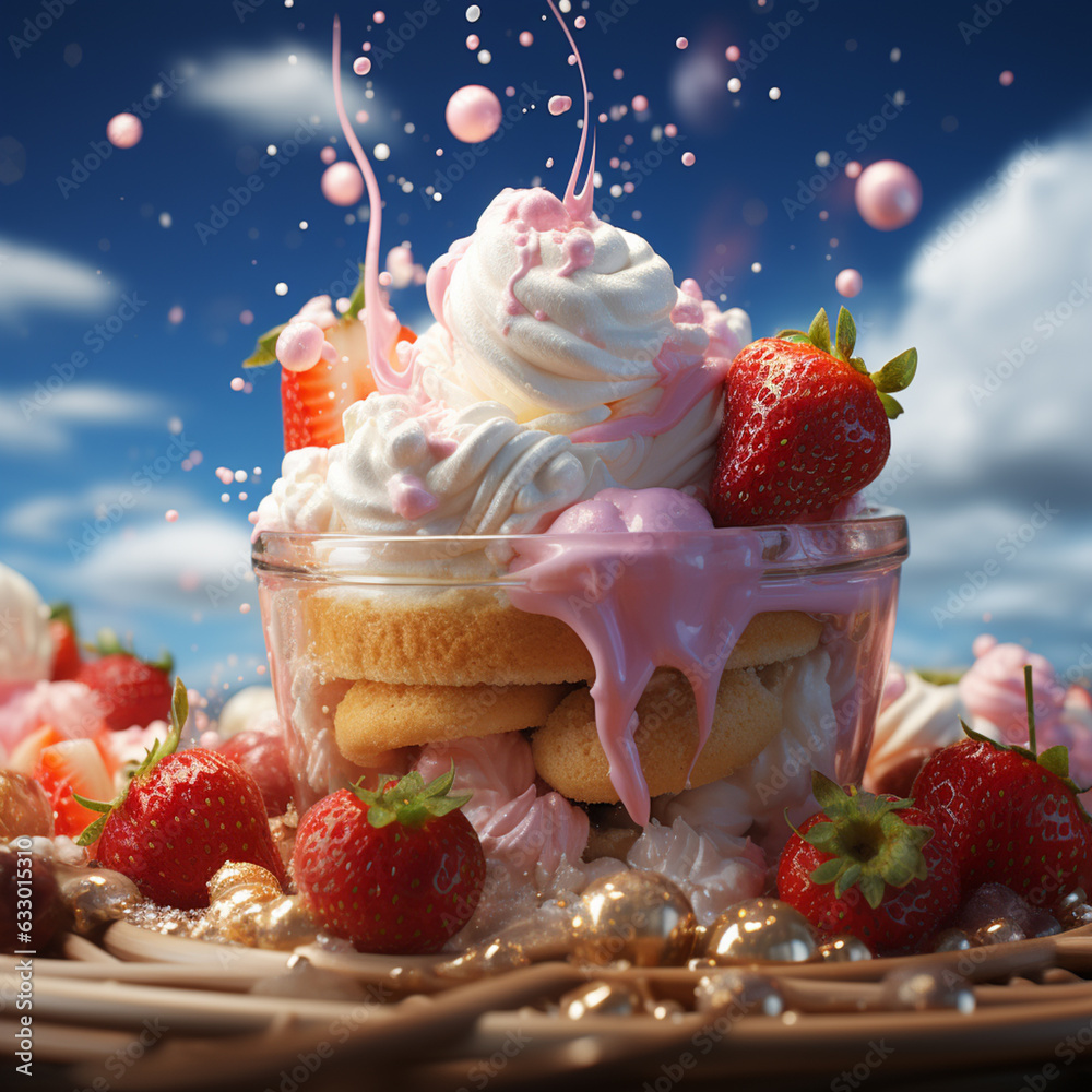 Poster an image of marshmallows as a colorful and whimsical topping for ice cream sundaes or desserts. gene