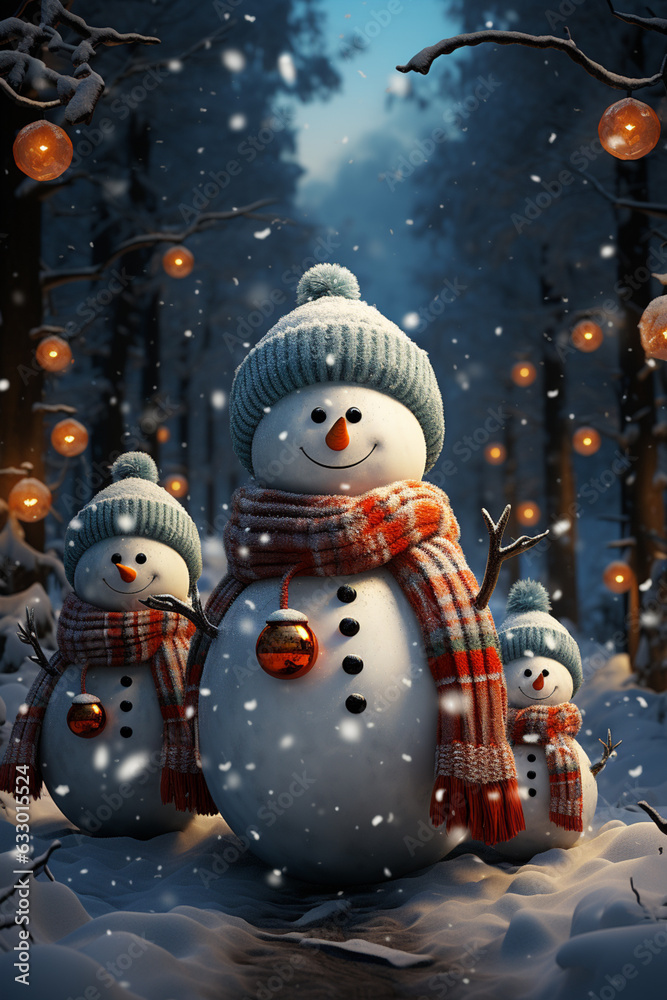 Aufkleber a holiday-themed image featuring marshmallow snowmen and trees, adding a touch of whimsy to seasonal