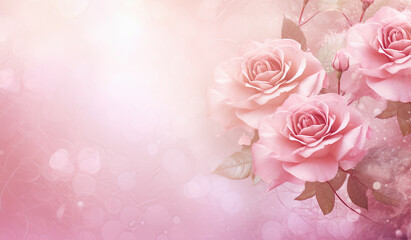 Obrazy na Plexi   flores rosas, sobre fondo desenfocado con bokeh rosa, ilustración de ia generativa