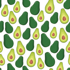 Seamless Avocado Fruit Pattern