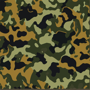 Camouflage seamless pattern. Trendy style camo, repeat print. Vector illustration. Khaki texture, perfect for military army design.
