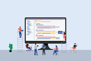Developer or programmer development code and website and desktop mobile device via working together.