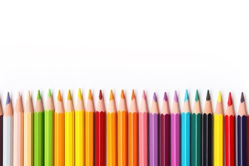 drawing colorful pencils on white background