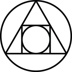 Squared circle symbol. Philosopher stone alchemical symbol. alchemy sign.