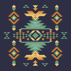 Fototapeta na wymiar Aztec, Navajo print. Abstract geometric design. Tribal, ethnic ornament. Folk art.