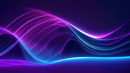 Abstract big neon wave background. holographic iridescent render. Design visual for background wallpaper banner poster or cover. Fluid organic wave with glass colorful gradient material, Generative AI