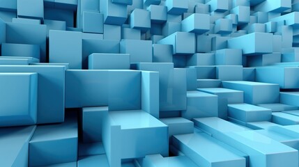 Abstract background with blue cubes, geometric low-poly installation.