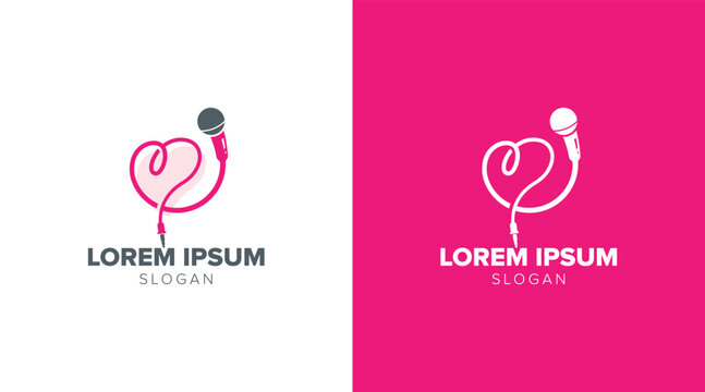 Love singing vector icon with microphone and hearth symbol