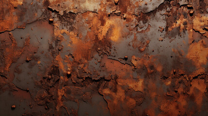 The surface of iron that has been rusted and has undergone an oxidation process. There are surfaces that have come off and are damaged.
