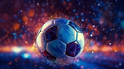Naklejka premium Illustration of a soccer ball on blurred lights background