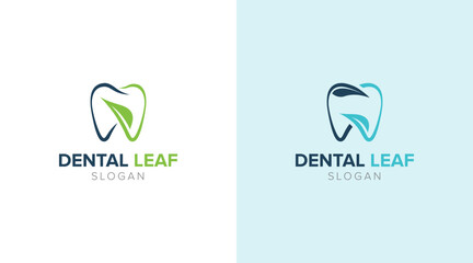 Dental leaf logo icon set