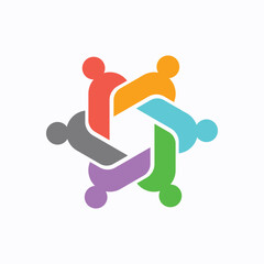 People chatting with AI logo, merging human interaction and technology