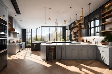 modern kitchen interior, luxury lifestyle - Generative AI