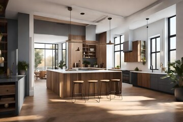 modern kitchen interior, luxury lifestyle - Generative AI