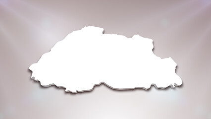 Bhutan 3D Map on White Background, 
Useful for Politics, Elections, Travel, News and Sports Events
