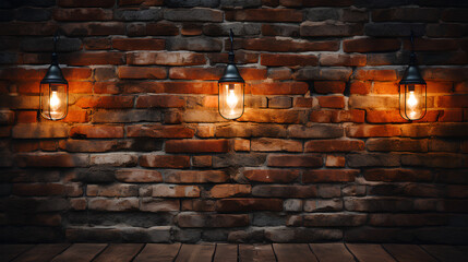 Vintage light bulb on brick wall background,Vintage lamp.