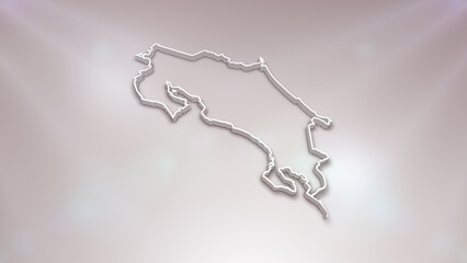 Costa Rica 3D Map on White Background, 
Useful for Politics, Elections, Travel, News and Sports Events
