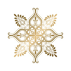 Fototapeta premium Oriental pattern with arabesques and floral elements. Traditional classic ornament. Golden and white pattern