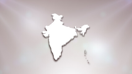 India 3D Map on White Background, 
Useful for Politics, Elections, Travel, News and Sports Events