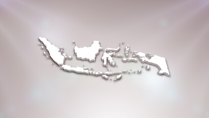 Indonesia 3D Map on White Background, 
Useful for Politics, Elections, Travel, News and Sports Events