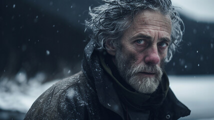 Scene from an intense drama. Depicting very tense emotions, suspenseful situation and has the feeling of a murder mystery set in a Nordic country.