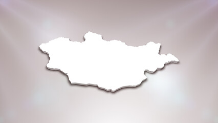 Mongolia 3D Map on White Background, 
Useful for Politics, Elections, Travel, News and Sports Events
