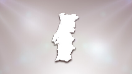 Portugal 3D Map on White Background, 
Useful for Politics, Elections, Travel, News and Sports Events

